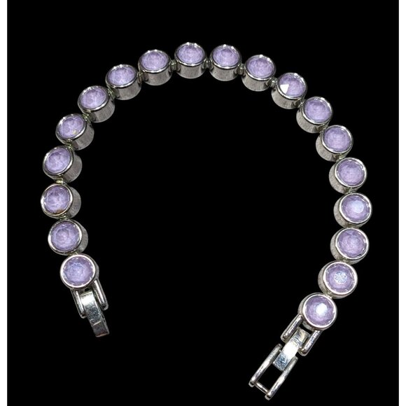 Touchstone Crystal by Swarovski Tennis Bracelet Pastel Purple And Stainless Stee - Picture 1 of 6